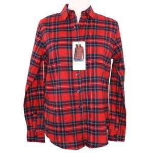 NEW Weatherproof Womens Flannel Plaid Button Down Shirt Top NWT S Comfort Stretc